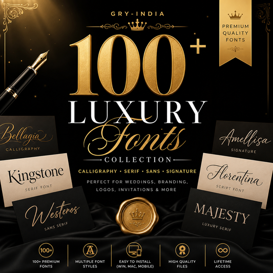 100+ Luxury Wedding Fonts Bundle | Elegant Calligraphy, Serif & Signature Fonts for Branding & Invitations