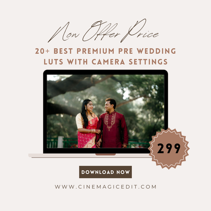 20+ Best Pre Wedding LUTs Pack | Cinematic Wedding LUTs for Premiere Pro, CapCut & DaVinci Resolve (₹299 Offer)