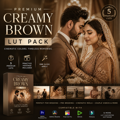 Premium Creamy Brown LUT Pack || Cinematic Wedding Color in One Click
