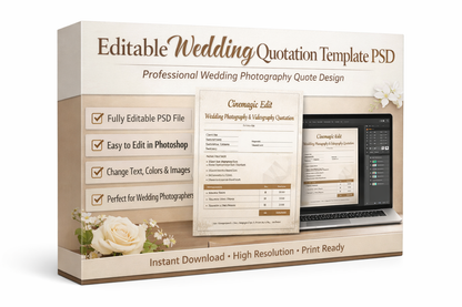 Editable Wedding Quotation Template PSD – Professional Wedding Photography Quote Design for Photoshop